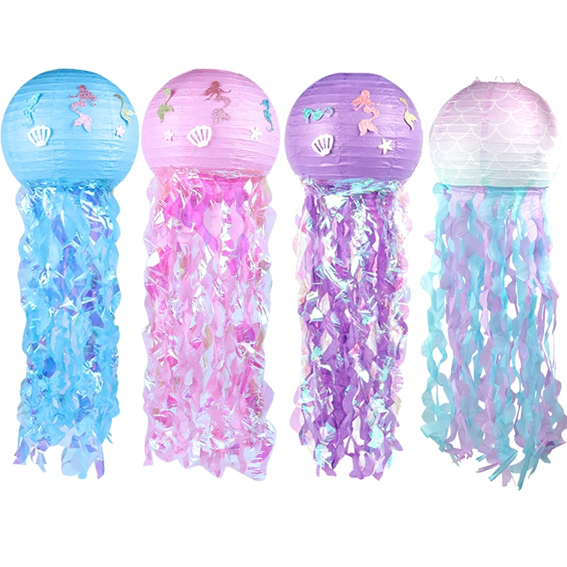 Mermaid Jelly Fish Paper Lanterns Little Mermaid Party Hanging Lantern Under The Sea Party Girl Birthday Party Baby Shower Decor