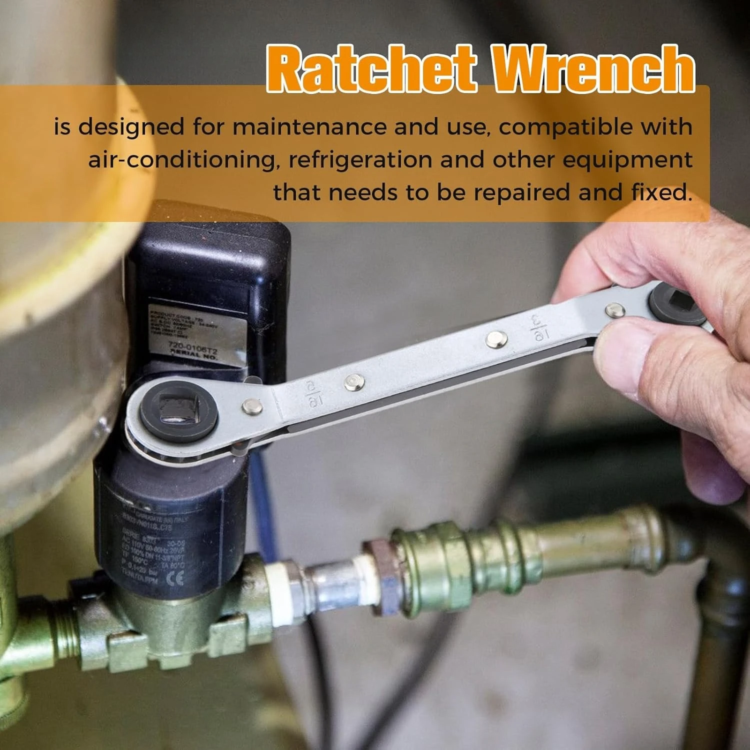 Refrigeration Ratchet Wrench 1/4 X 3/16 Square X 3/8 X 5/16 Square Air Conditioning Ratcheting Service Wrench Repair Hand Tools