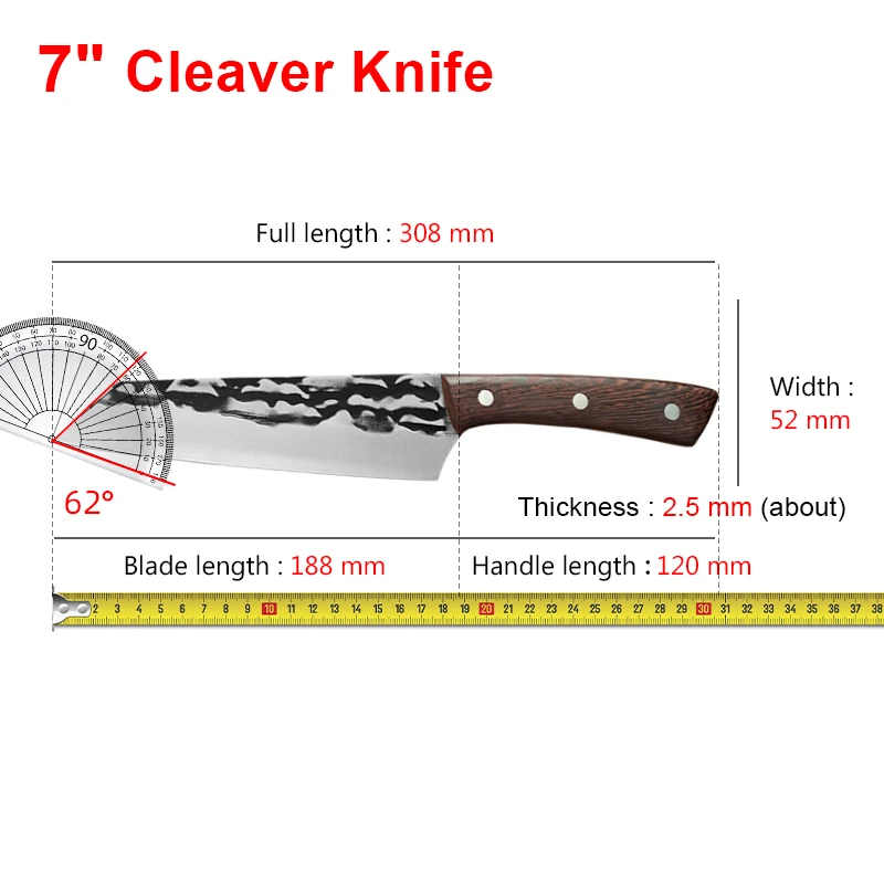 Handmade Forged Kitchen Chef Knife Meat Fruit Vegetables Fish Slicing Cooking Knife Kitchen Wood Handle Multi-functional Knife