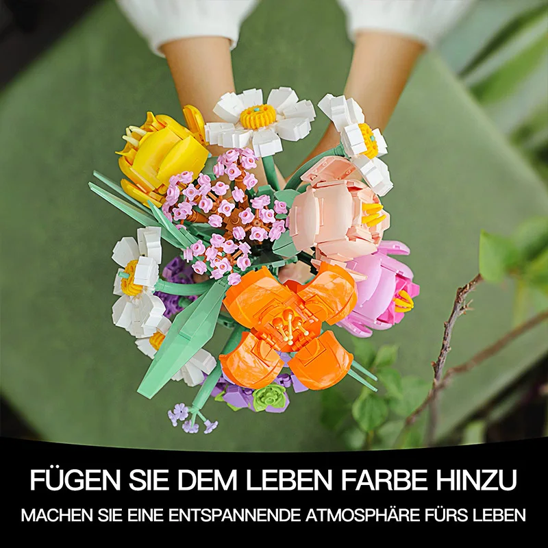 

MOC Blossom Dasiy Rose Bouquet Building Blocks Set Handcraft Potted Plant Toy For Children Birthday Holiday Valentine's Day Gift