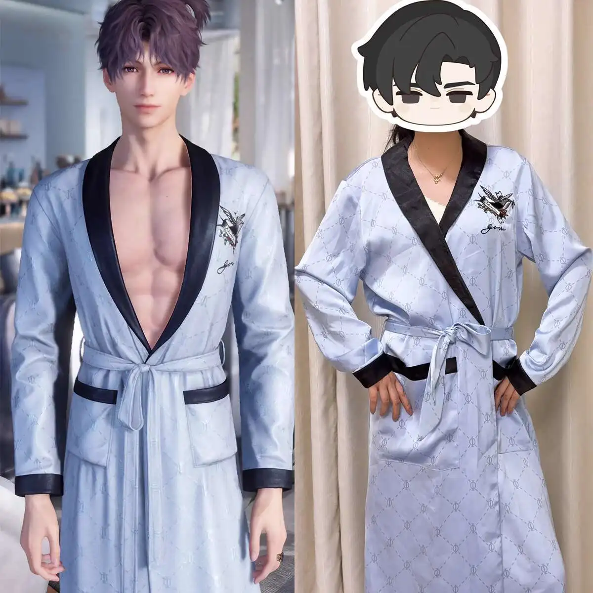 New Love And Deepspace Rafayel Qi Yu Fiesta Carnival Halloween Cos Cosplay Costumes Pajamas Bathrobe Blue Summer