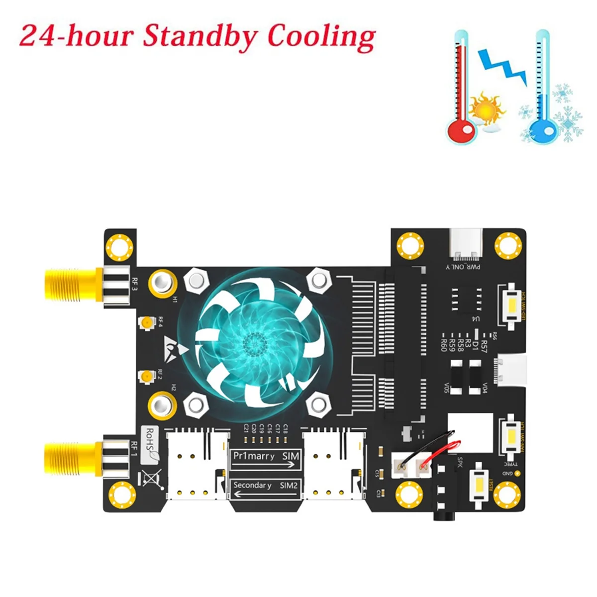 

B17CCC 3G 4G LTE Basic HAT for Raspberry Pi Asus Tinker Board Samsung ARTIK Rock64 Media Latte Panda Cooler Fan
