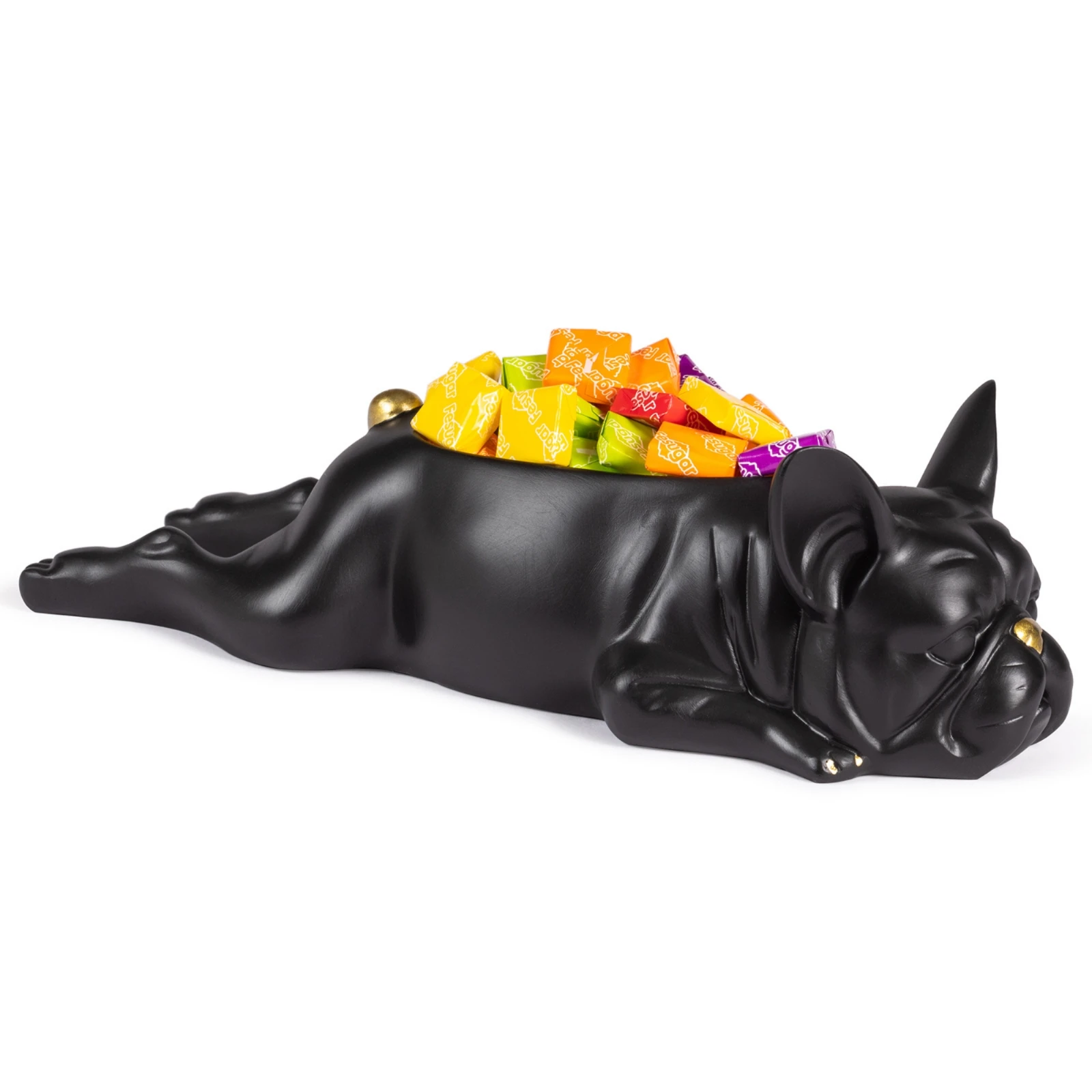Reclining Bulldog Statue Resin French Bulldog Figurine Desktop Dog Decor Sculpted Details Creature Container Collectible