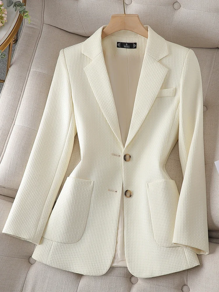 Frauen Anzug Blazer Mantel Büro Dame grün schwarz beige weiblich Langarm einreihig mit Tasche Mode Outfit Jacke Mantel