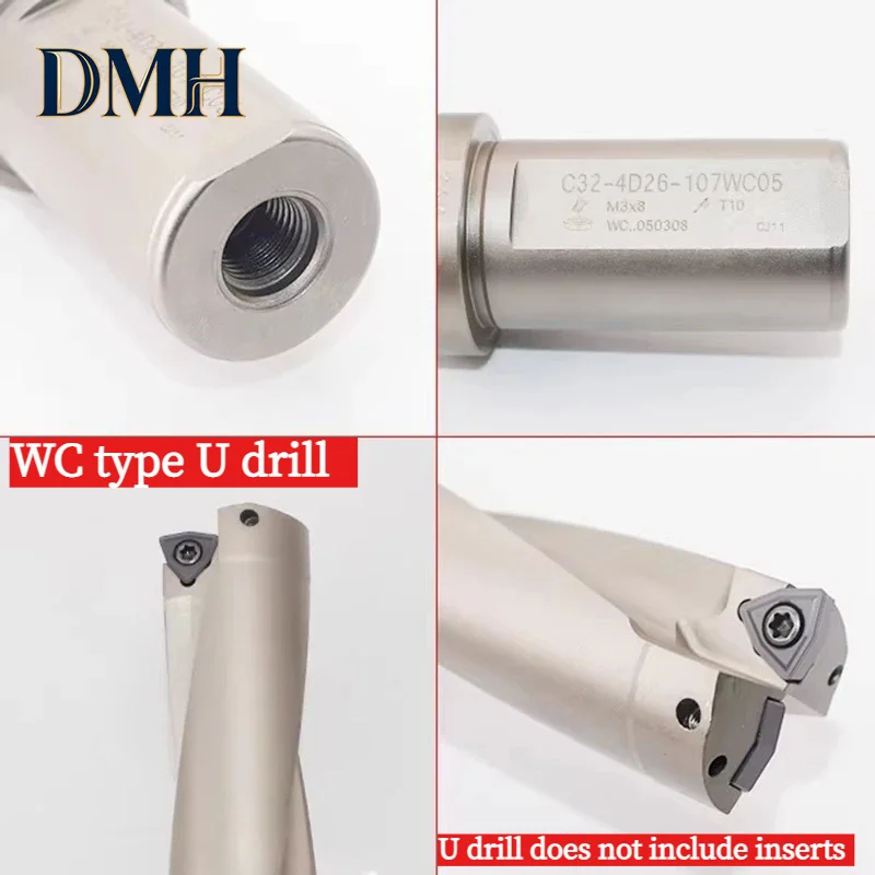 WC fast U drill Indexable bit drilling 2D 3D 4D 13mm-50mm,for Each WCMX WCMT series insert mechanical Lathe CNC Deep hole drill-