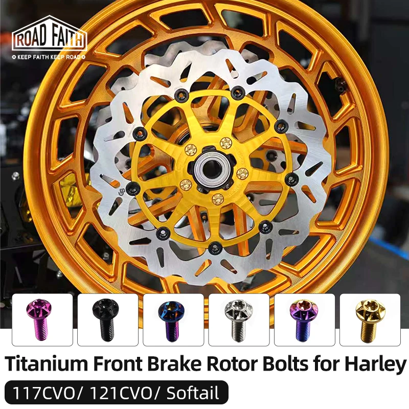 Vis de fixation de disque de frein avant en alliage de titane Road Faith pour Harley '18-UP Softail '14-'23 117CVO '23.5-UP 121CVO 121ST