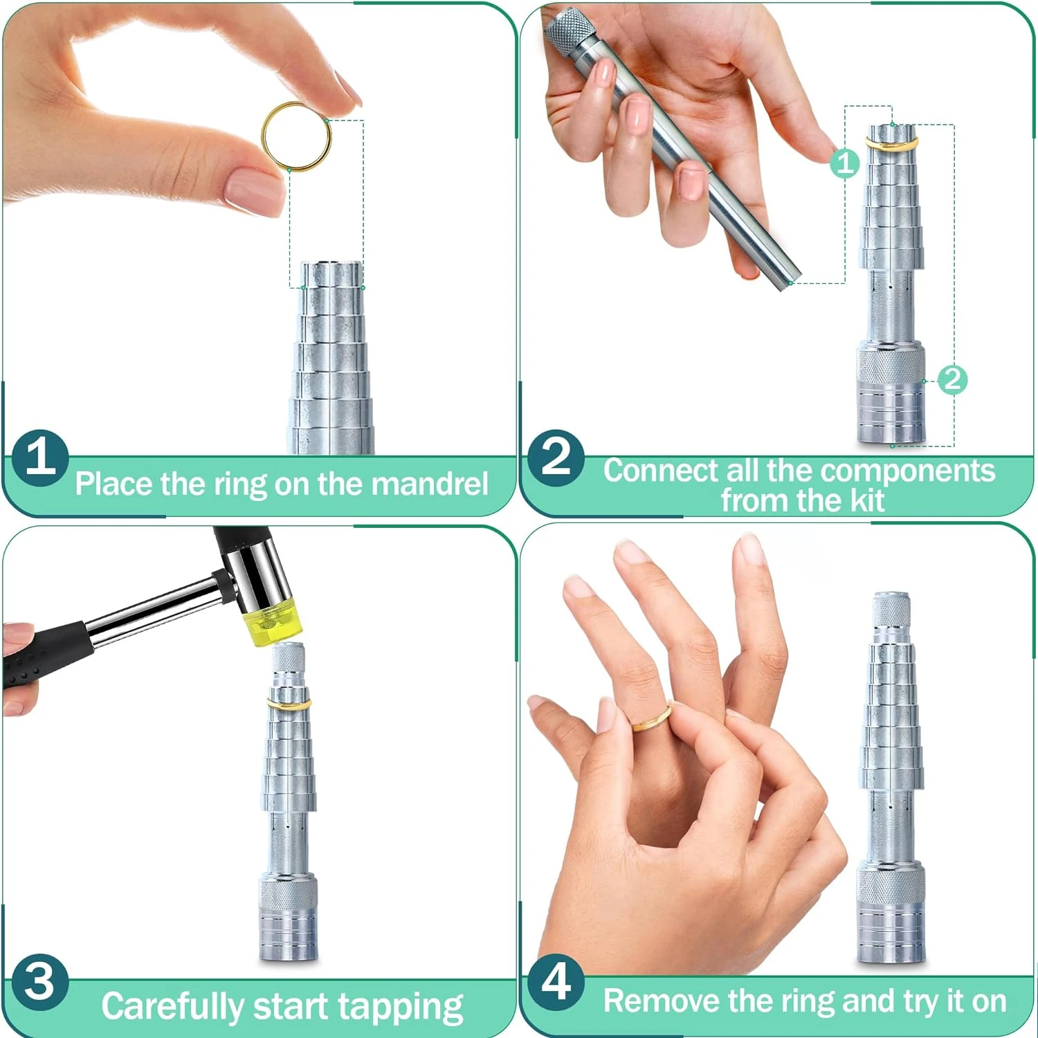 ضبط حجم الخاتم لخاتم الزفاف ، نقالة خاتم ، طقم سيزر ، موسع ، أعمال تكبير ، أدوات صنع المجوهرات