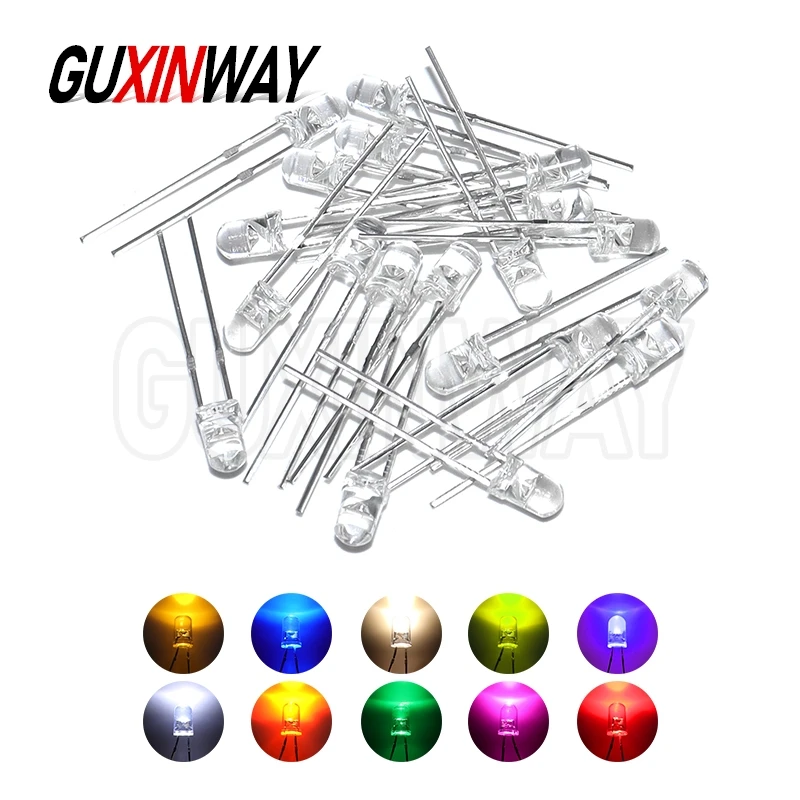 3mm DIY Light Emitting Diode White Green Red Blue Yellow Orange Pink Purple Warm White LED Diode F3 Assorted Kit