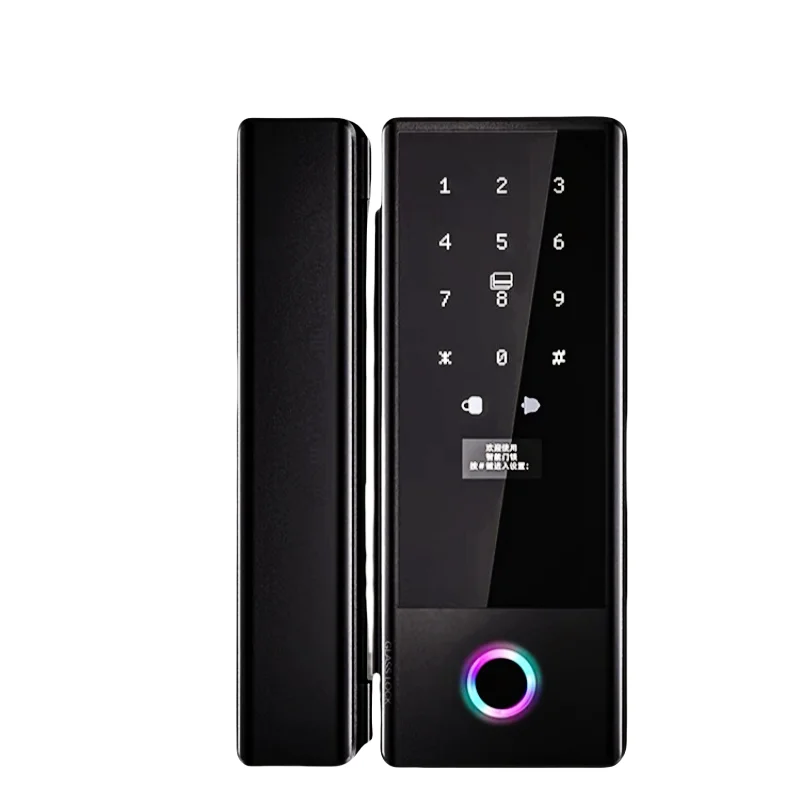 

July003 Biometric Fingerprint Tuya App Unlock Ttlock Lock Key Card Nfc Password Wifi or Ble Digital Glass Door Smart Lock