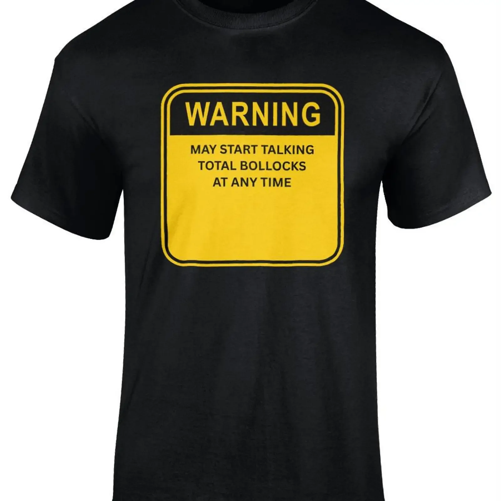 Warning may start talking total bollocks at any time design black T shirt vintage Washed Versatile Casual Top For Everyday Wear