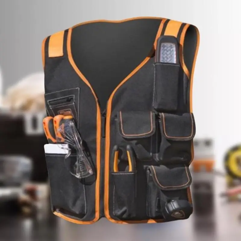 4XFD Sturdy and Practical Work Vest Tool Vest Multi Pockets Ergonomic Design