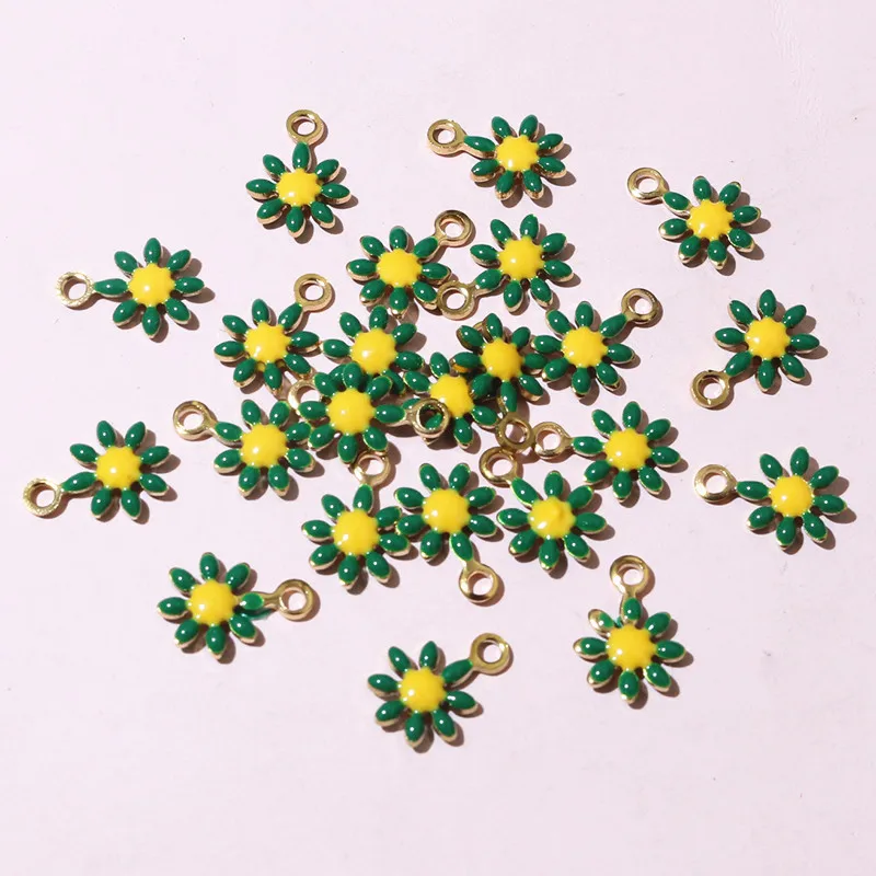 20pcs 10x7mm Small Flower Charms Pendant Enamel Stainless Steel DIY Jewelry Making Accessories Findings for Necklace Earrings