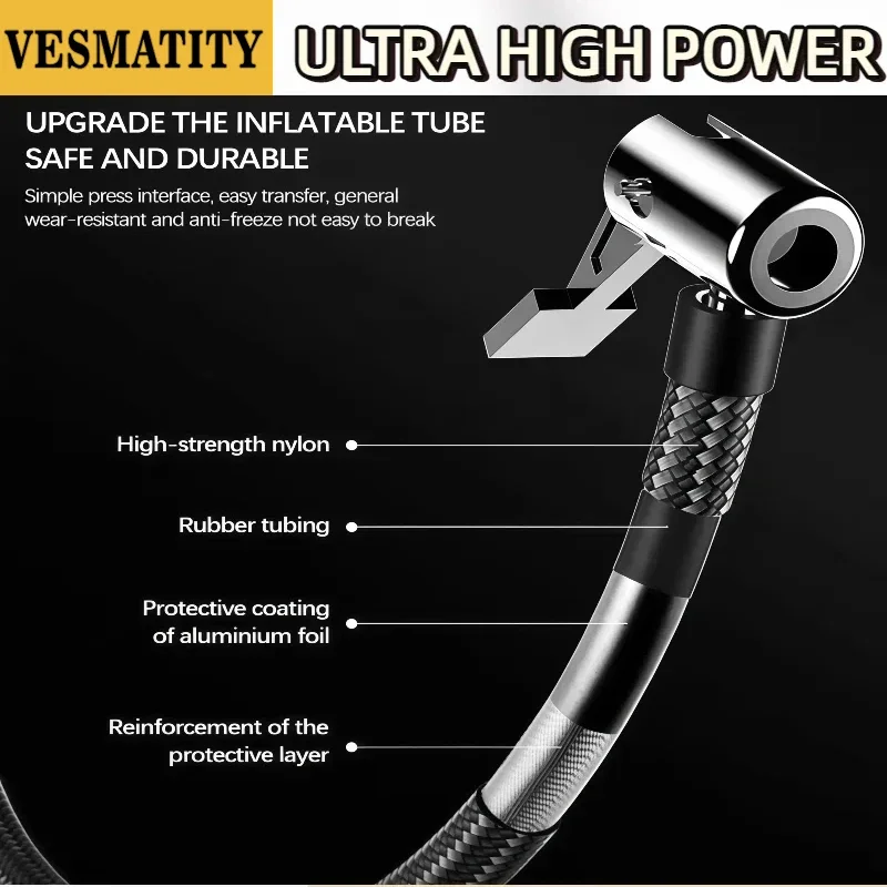 Handheld Rechargeable Air Compressor Automatic Car Tire Inflator Electric Pump Built‑in Digital Pressure Gauge for Vehicle