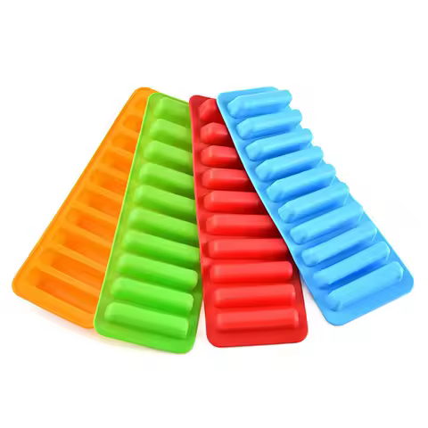 Silicone World Long Strip Silicone Ice Grid Mold Ice Cube Molds Finger Cookies Chocolate Baking Mold DIY Teeth Grinding Rod