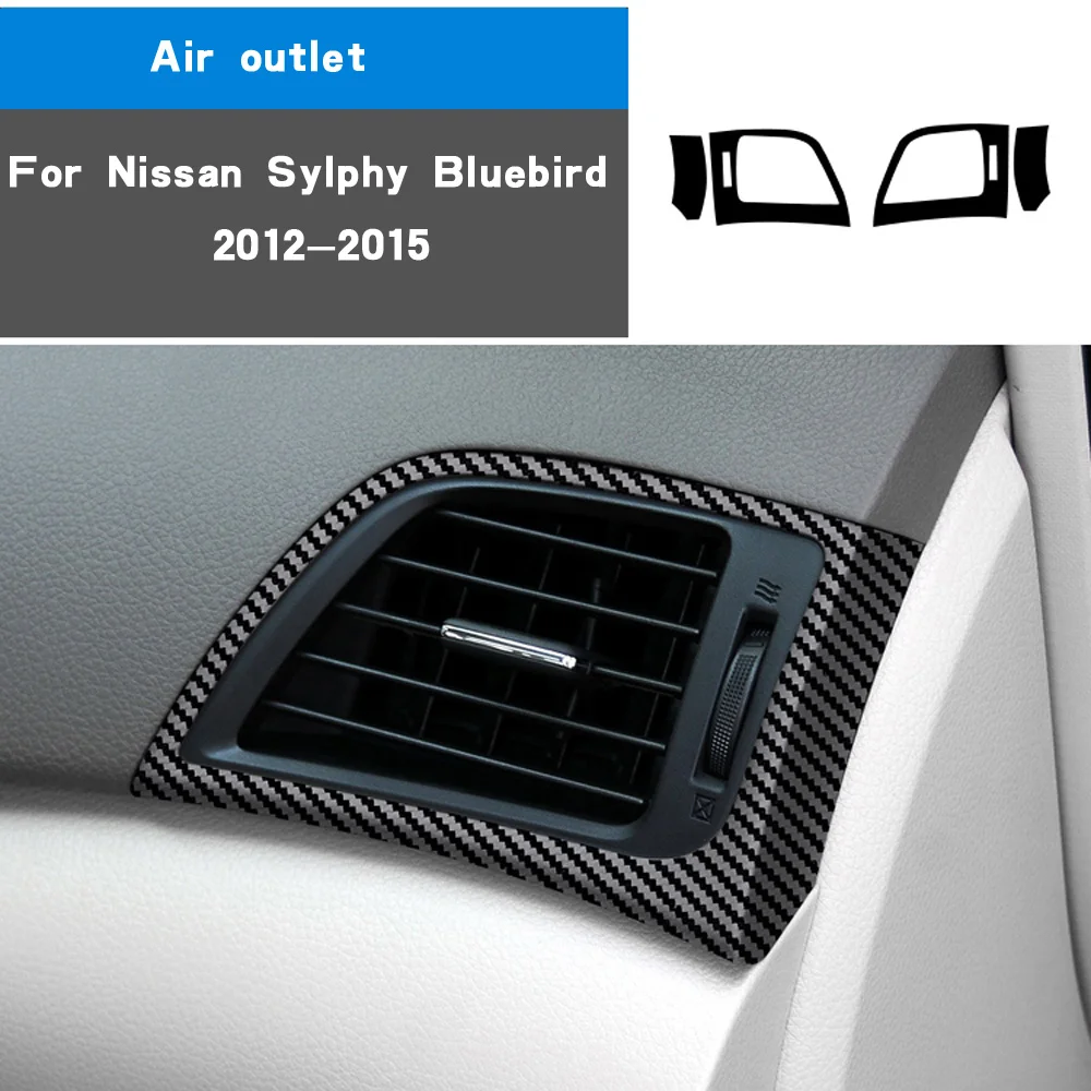 For Nissan Sylphy B17 2012-2016 Interior Central Control Panel Door Handle Carbon Fiber Sticker Decals Car styling Accessorie