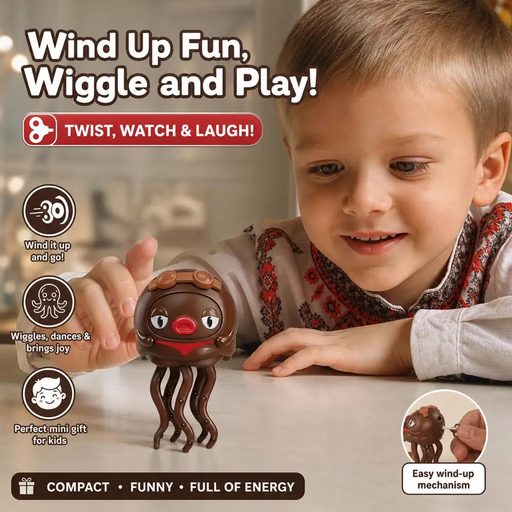 Black Baby Twisting Octopus Clockwork Dancing Toy Children's Puzzle Grabbing Doll Machine Small Gift for Kids