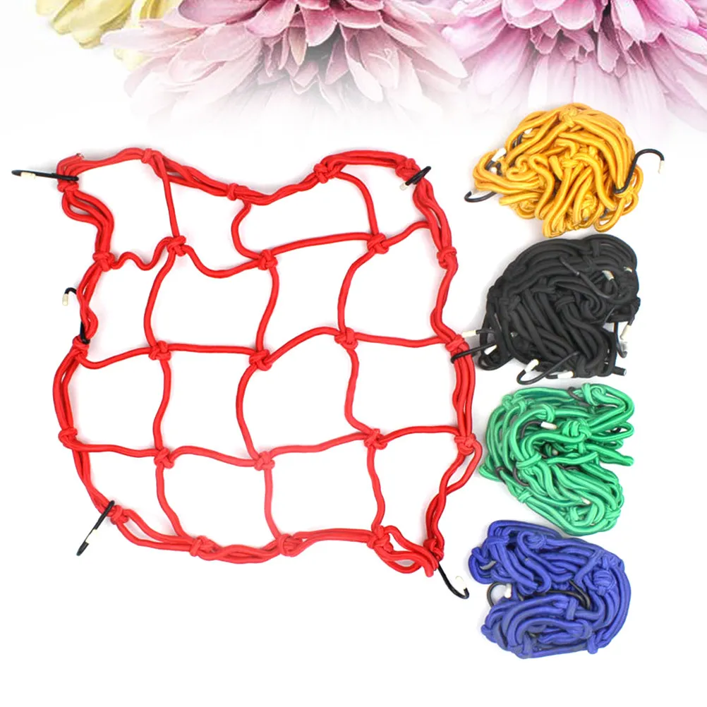 Motorcycle Bungee Net Bag 30x30cm Premium Polyester Stretch Cargo Net for Helmets Jackets Sundries Scooter Moped Secure