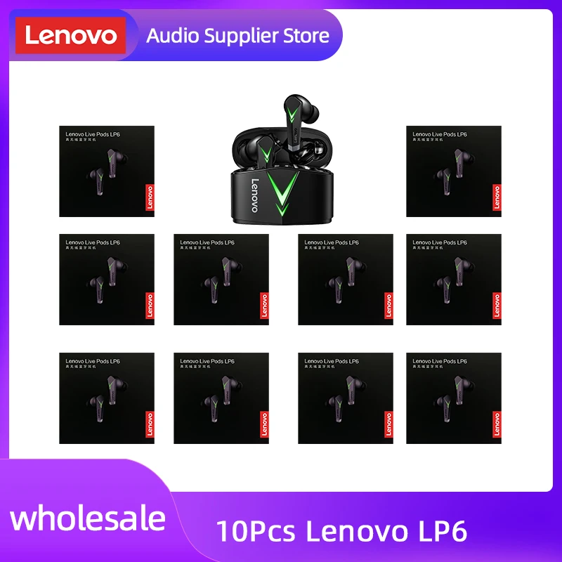 

Lenovo Original LP6 Gaming Earbuds E-Sports Games Music 5.0 5Pcs 10pcs Earphone Bluetooth Wireless Headphone Dual Mode Headset