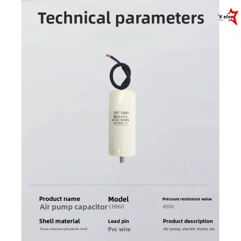 2PCS High Stability 450V Single CBB60 Starting Capacitor With Bottom Mount Screw Replacement For Air Pump Washer Motor