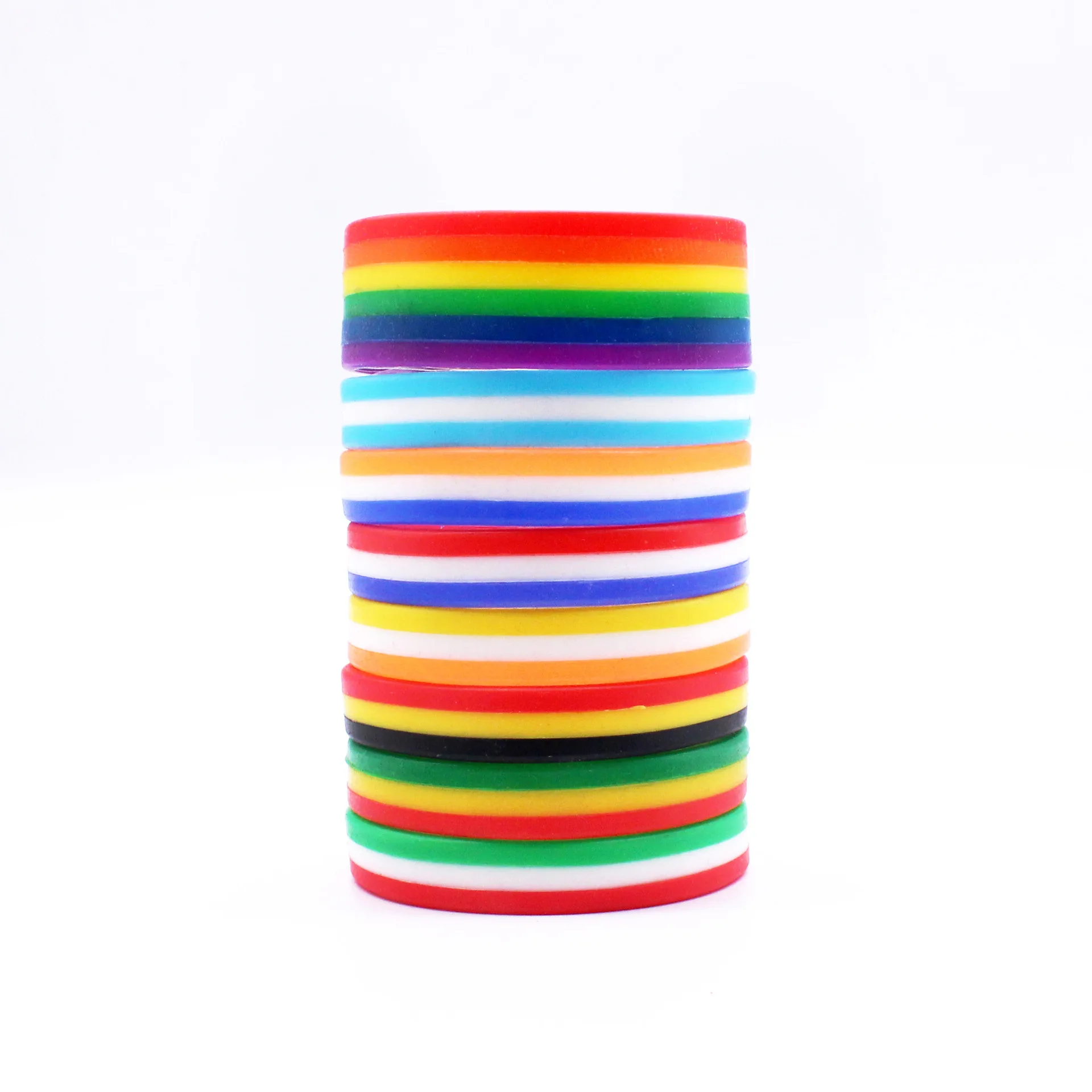 1 szt. Kolor tęczy opaska na rękę z gumy silikonowej kolorowe bransoletka piłkarska i bransoletki damskie męskie biżuteria SH366