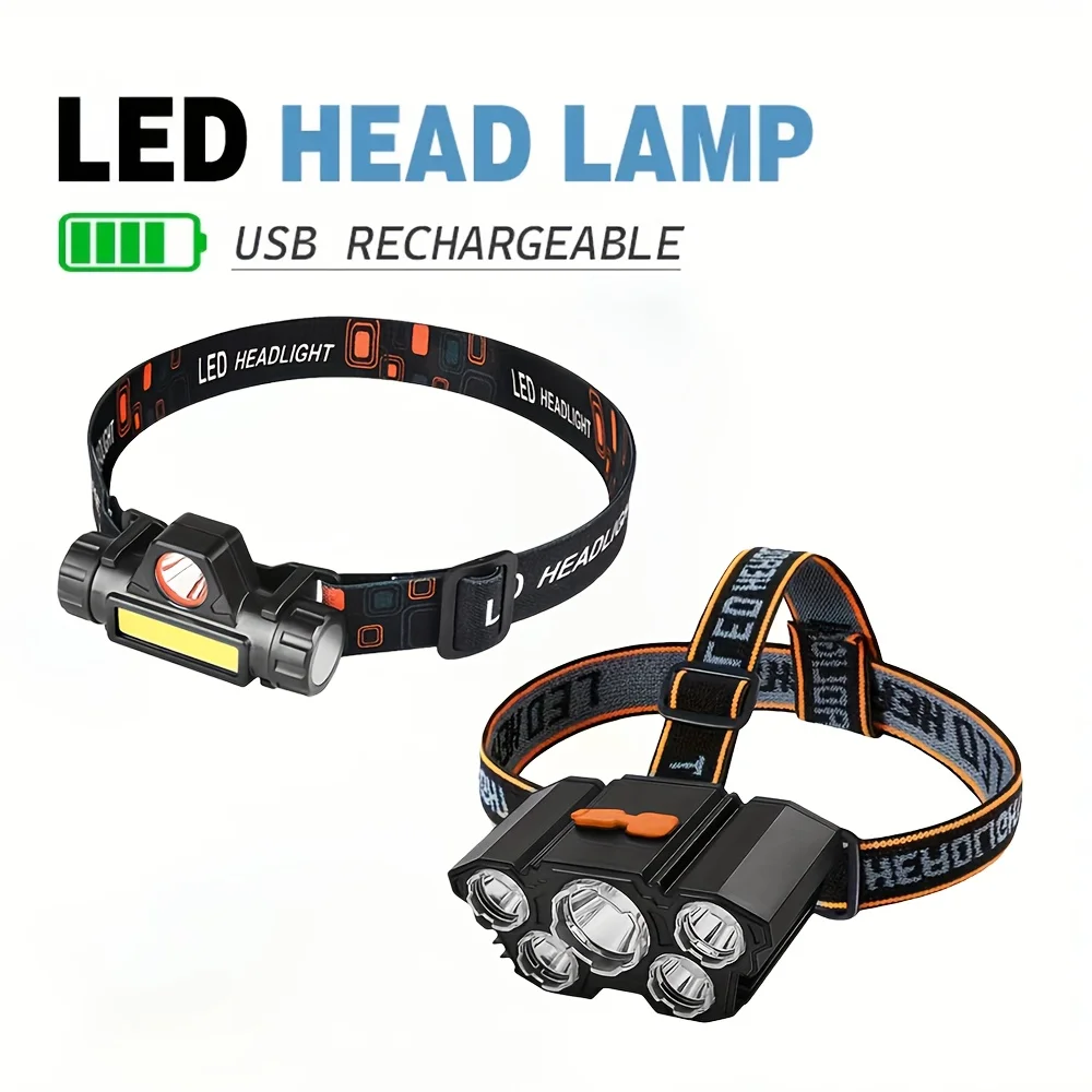 

Multi functional portable LED headlight USB rechargeable ABS and COB magnetic headlight with adjustable shoulder strap
