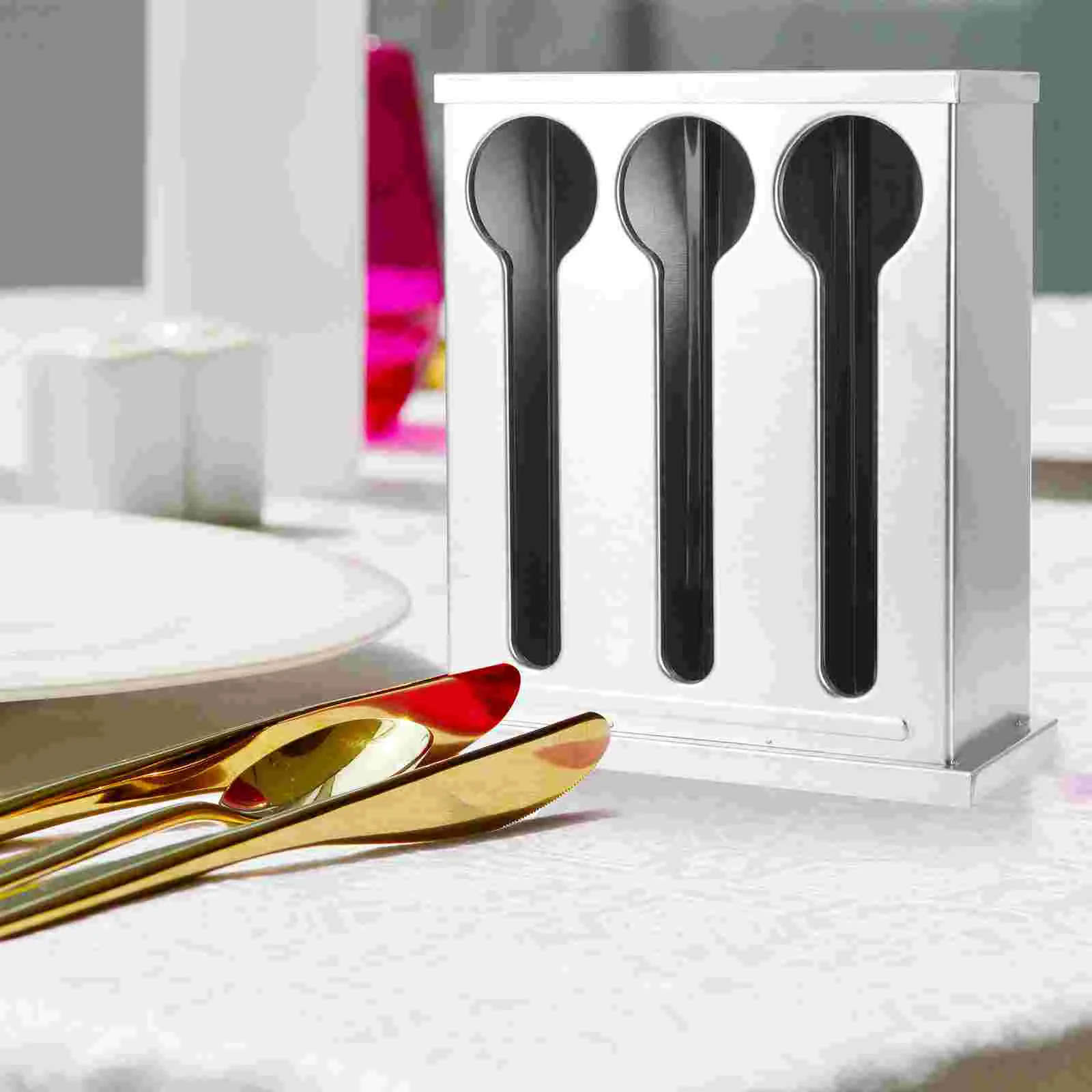 

Spoon Storage Box Kitchen Chopstick Holder Organizer Cutlery Stainless Steel Drain Fork Utensil