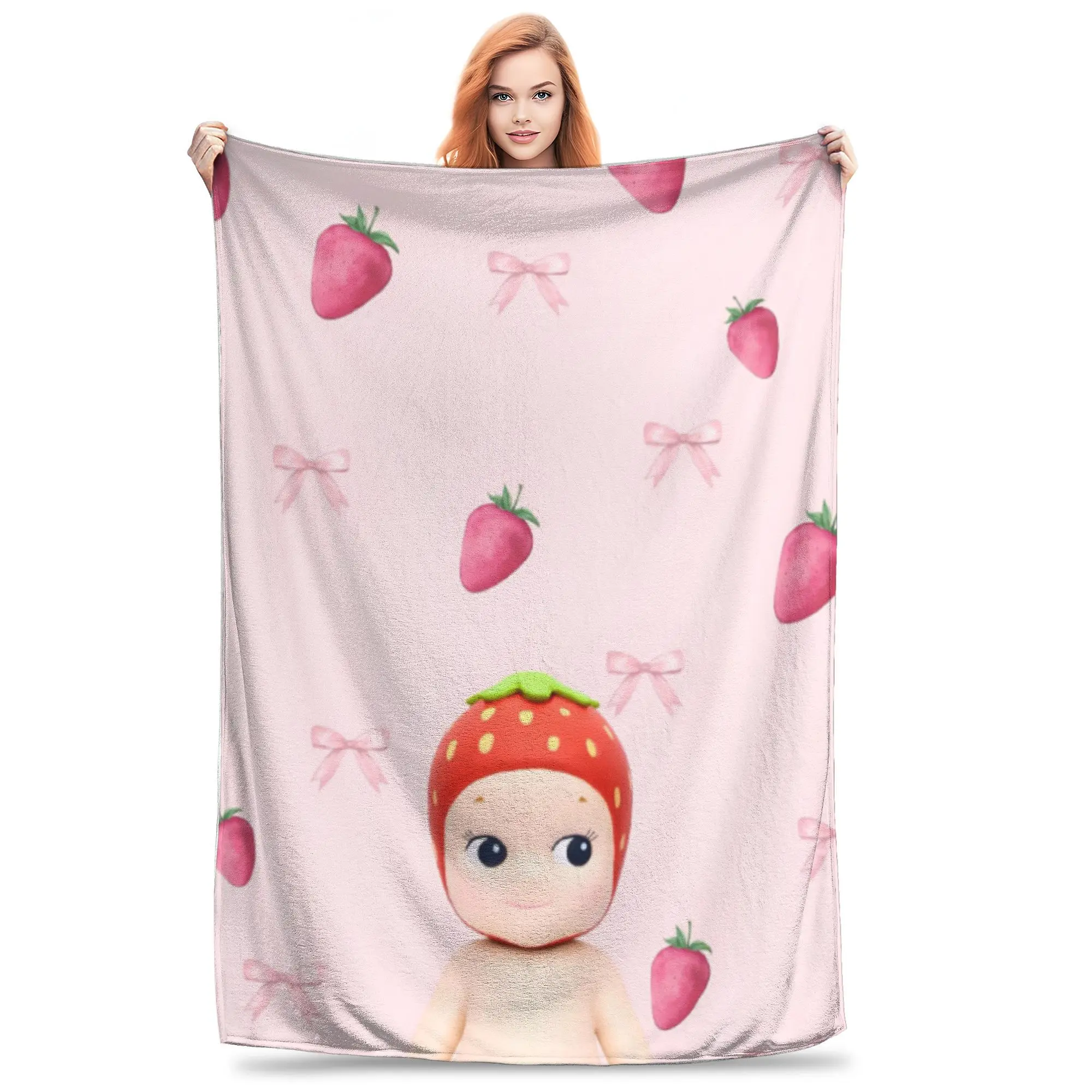 Sonny Angel Strawberry Blanket Cozy Soft  Throw Blankets for Sofa 50x60 Inch Multi-size Bedspreads