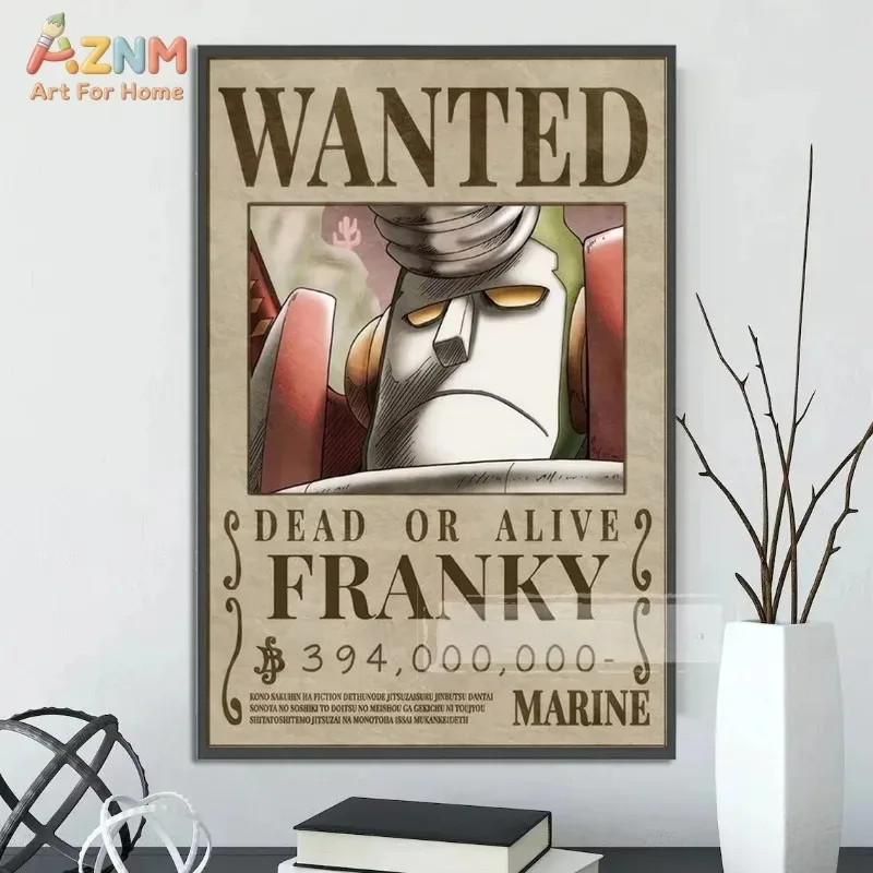 AZNM One Piece Luffy Gear 5 Wanted Poster Canvas Print Vintage Anime Wall Art Home Living Room Bedroom Decor Painting Gift - view 4
