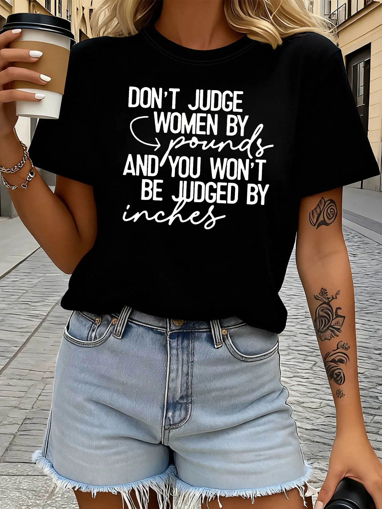 Women Plus Size T Shirt Do Not Evaluate Women Based on Their Weight Graphic Print Short Sleeve Round Neck Casual Summer Top