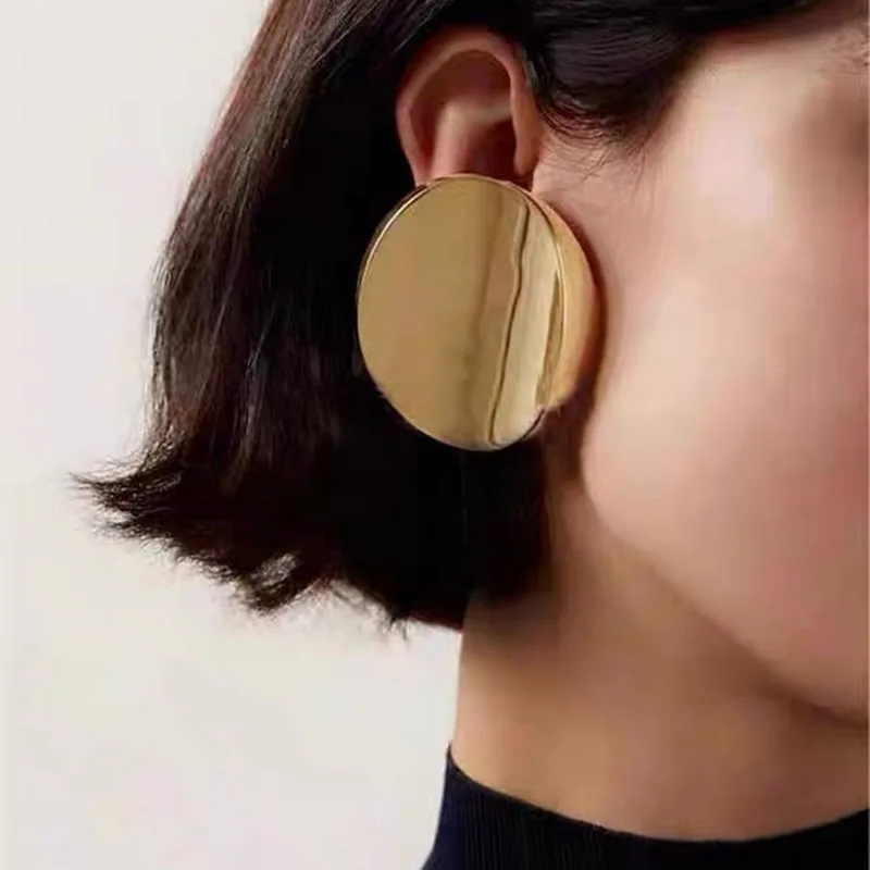 Big chunky round disc earrings for women geometric earrings statement vintage jewelry elegant punk cool jewelry unique jewelry
