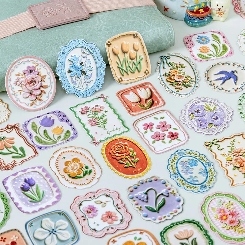 JIANQI 20sheet Vintage Plant Flower Theme Stickers pack Decorative Scrapbooking Diary Album hand made junk journal supplies