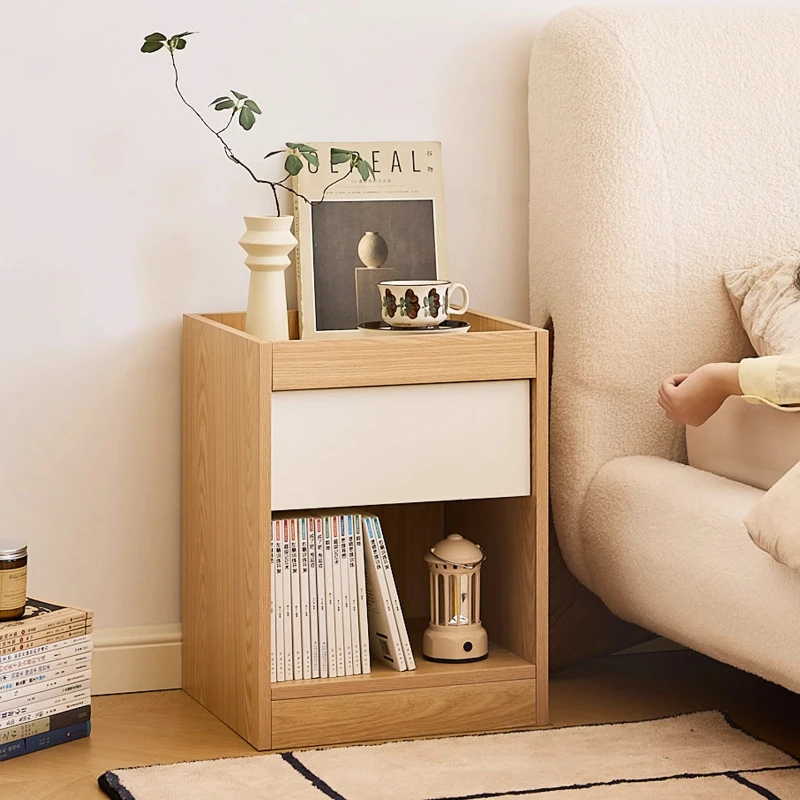 

Solid Wood Nightstand with Drawers Scandinavian Bedside Table Minimalist Storage Cabinet for Bedroom Living Room Furniture