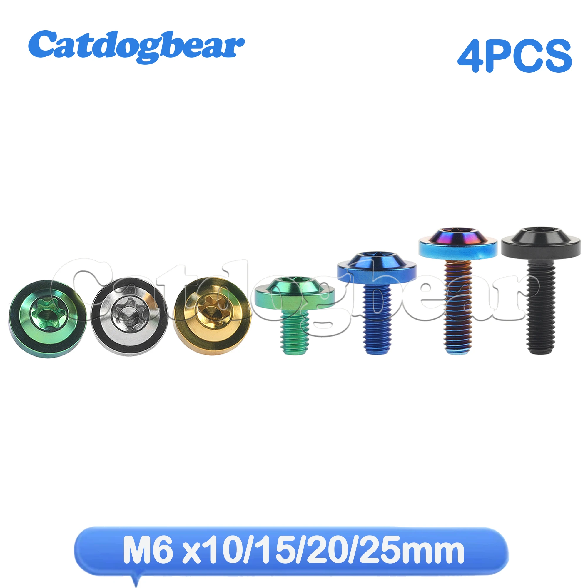 

Catdogbear 4PCS Titanium Bolts M6X10 15 20 25mm Butterfly Torx Thick Head Screw for Motor Bike