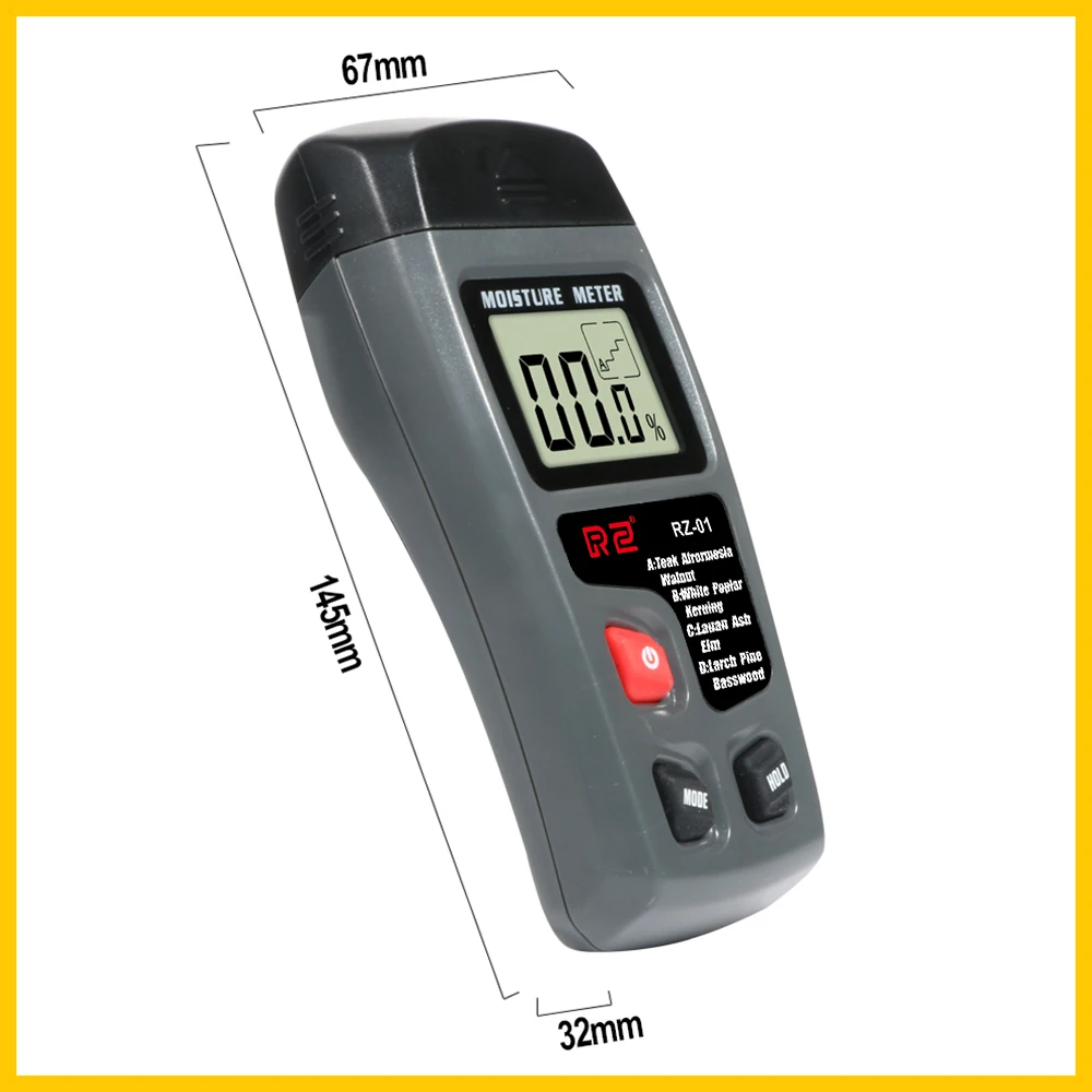 RZ Wood Moisture Meter Hygrometer Timber Damp Detector Tree Density Digital Wood Humidity Tester