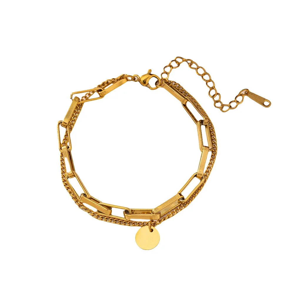 Women Fashion Twisted Rope Link Bracelets, Vacuum Plating Anti-fade Color Preserve Stainless Steel Chain