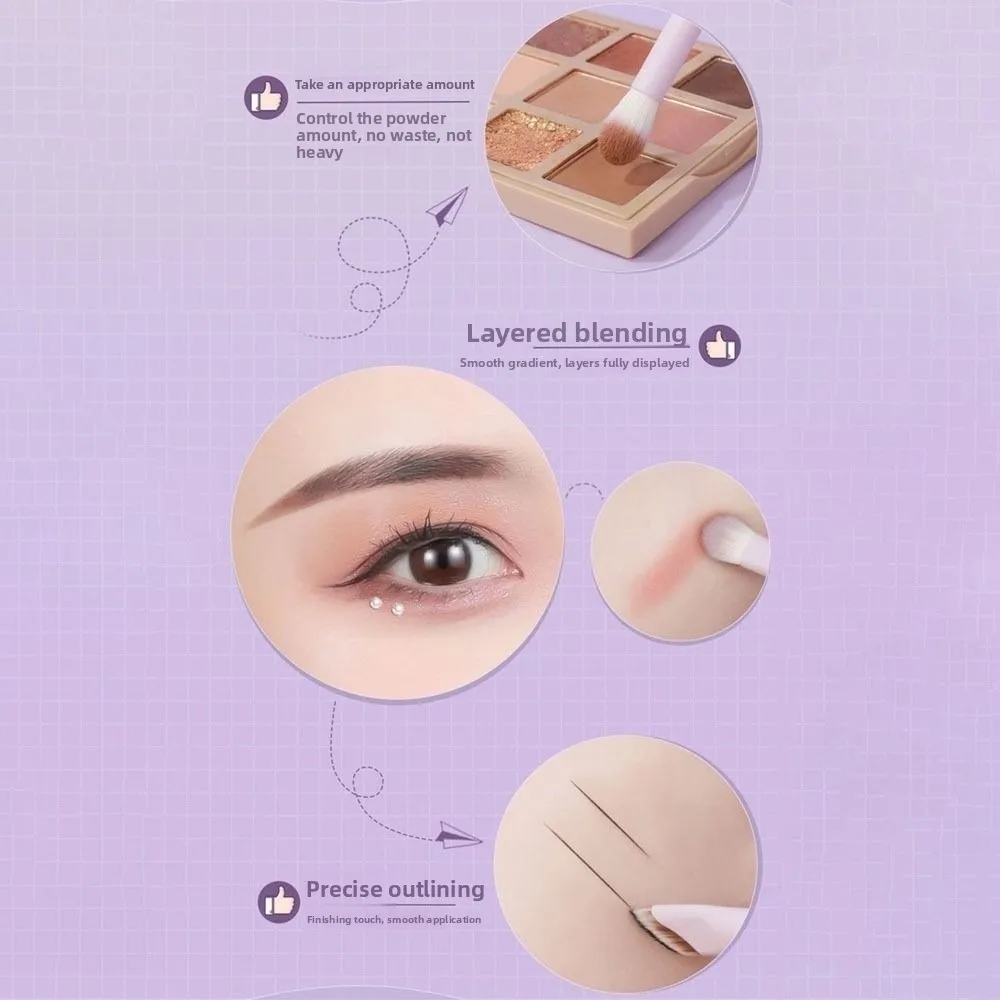 10Pcs Durable Super Soft Makeup Brush Set Synthetic Hair Easy to Clean Eye Shadow Brush Edge Eyeliner Brush Novice Beginners