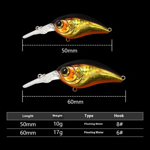 Imagen 2 del producto 50mm/10g 60mm/17g flotante Crankbait señuelo de pesca lubina Pike cebo duro Jerkbait cebos de manivela profesionales