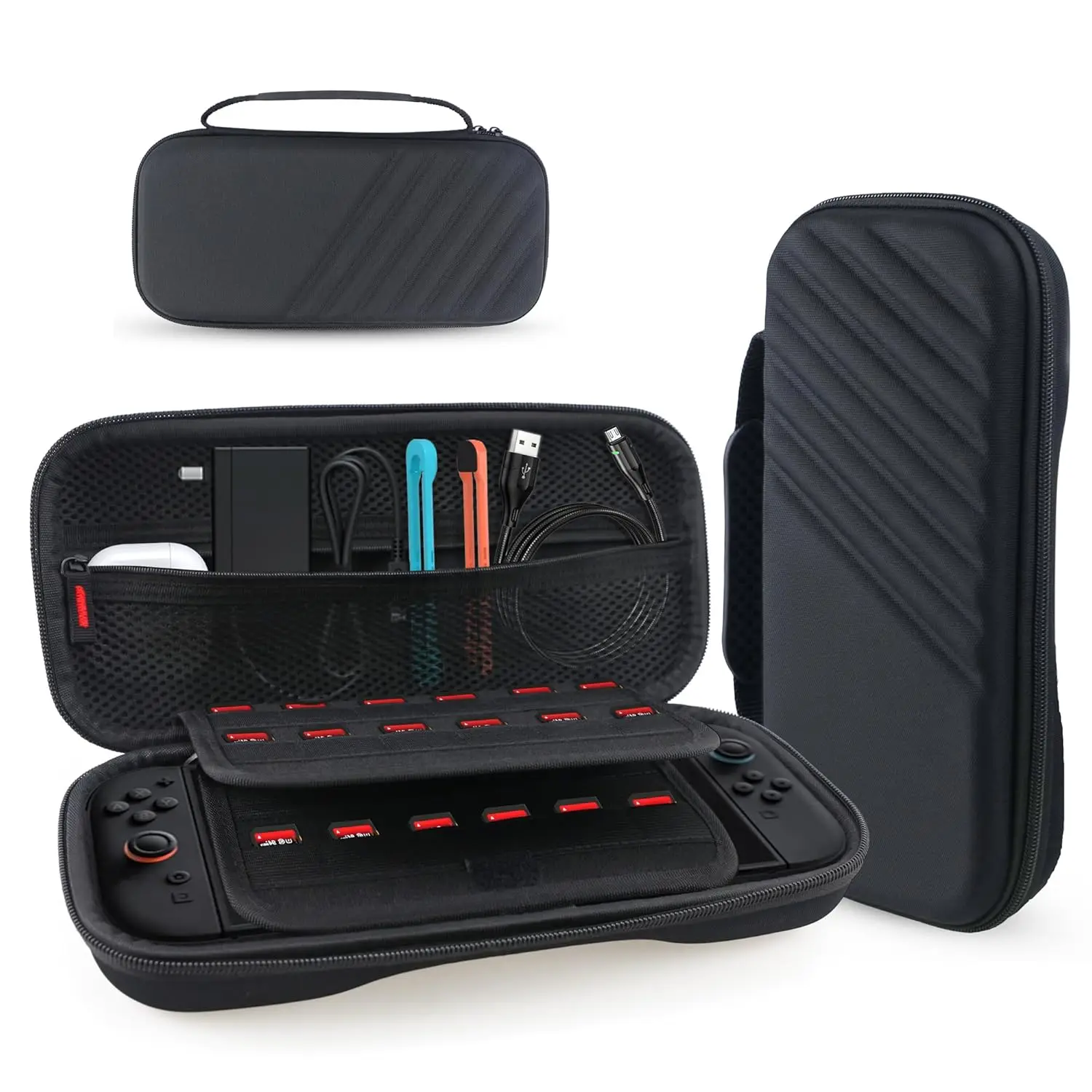 24 Slots Console Reistas Hard Zwart Universeel-Nintendo Switch accessoires, consolehoes, game-organizer, Eva beschermhoes, tas voor speler, opbergruimte voor cartridges, hoes voor switch