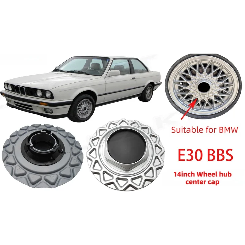 4Pcs Wheel Center Hub Caps Covers For BMW E30 14 Inch Wheel BBS Design 1988-1991 High Quality Hubcaps Replacement