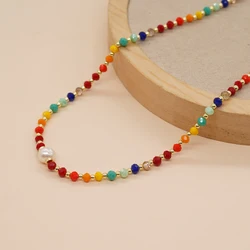 Bohemia Handmade Colorful Natural Freshwater Pearl Beads Miyuki 42cm Chain Accessory Quality Woman Necklace