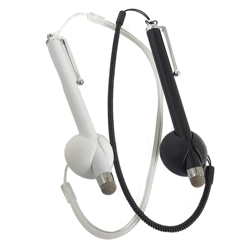 Capacitivo Touch Pen com Base Fixa, Stylus Display Tablet Canetas, Telefone e PC, Corda de Primavera Fixa, Universal, Laptop