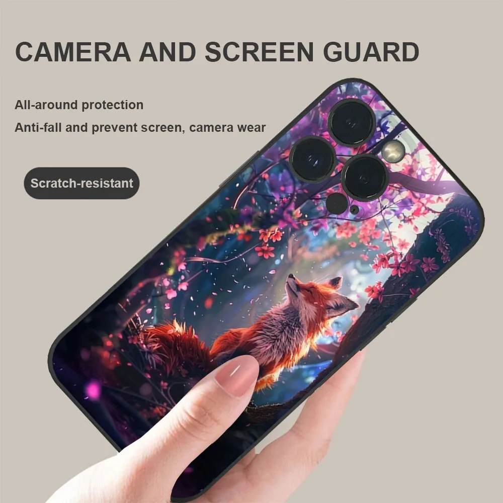 Cute Animal Fox Cool Clear Phone Case For iPhone 15 14 13 12 11 Pro Xs Max Mini XR X 7 8 Plus Black Frosted Soft Shell Funda