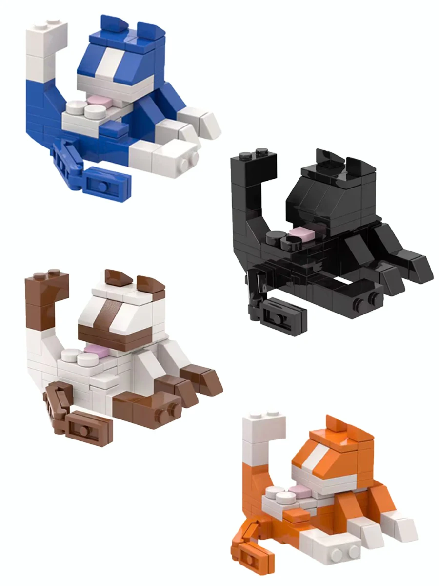 MOC City Katzen-Tier-Serie Bausteine Lernspielzeug für Kinder, Kreatives DIY-Geschenk zum Geburtstag – Detail 1
