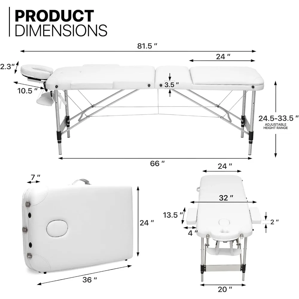 Massage Table 3 Fold Portable Massage Table 82