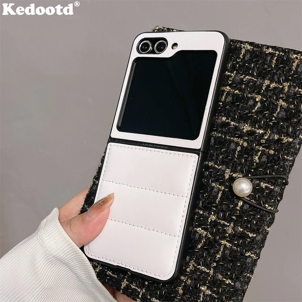 Fashion Down Jacket Air Cushion Case For Smausng Z Flip Fold 6 5 4 3 ZFlip6 ZFold6 INS Leather Puffer Fabric Shockproof Cover