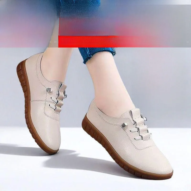 

Comfortable Soft Bottom Work Shoes for Women Tired Footless New 2026 Leather Shoes Lazy Person's Shoe Bull Tendon Mom Shoe