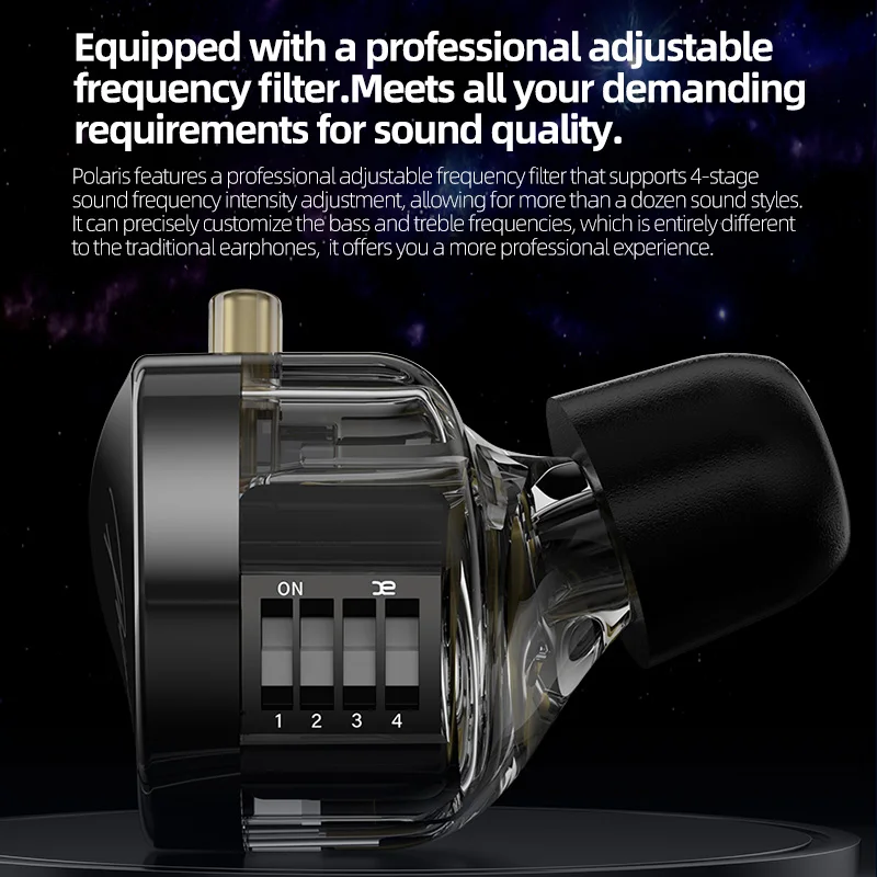 CCA Polaris IEM Słuchawki Dynamiczne Podwójny Driver Przewodowe Słuchawki Douszne 4 Przełączniki Tuningowe HiFi Stereo Bass Słuchawki z Odłączanym Kablem — zdjęcie produktu 3