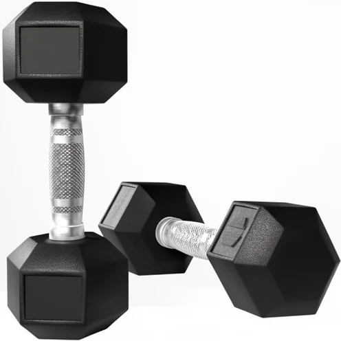 PROFESSIONAL Ergonomic NON-SLIP Hexagon Coated Dumbbells Rubber Chrome Bar Durable Eco-Friendly Weight Lifting Push-up Stand
