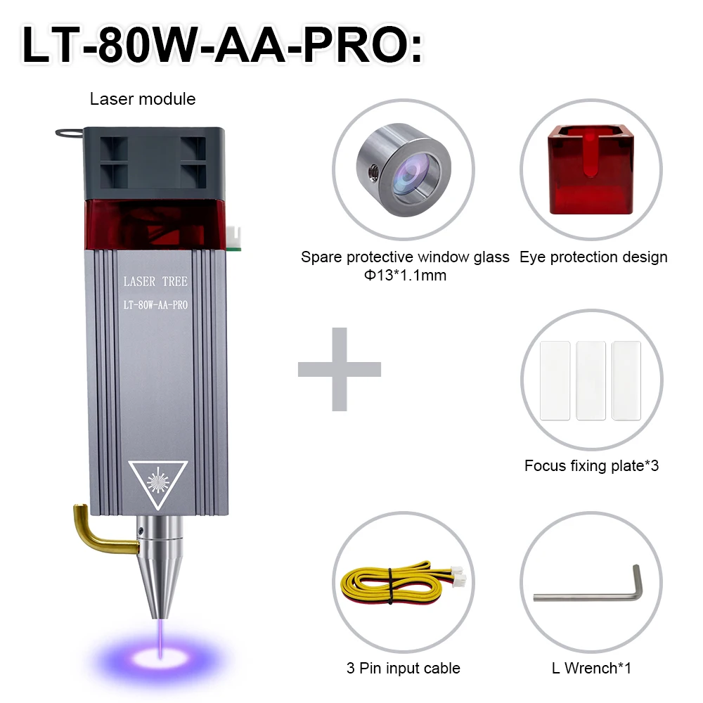 LASER TREE Laser Module 10W Optical Power Fixed Focus Laser Head With Air Assist for CNC Laser Engraver Cutting Wood DIY Tools