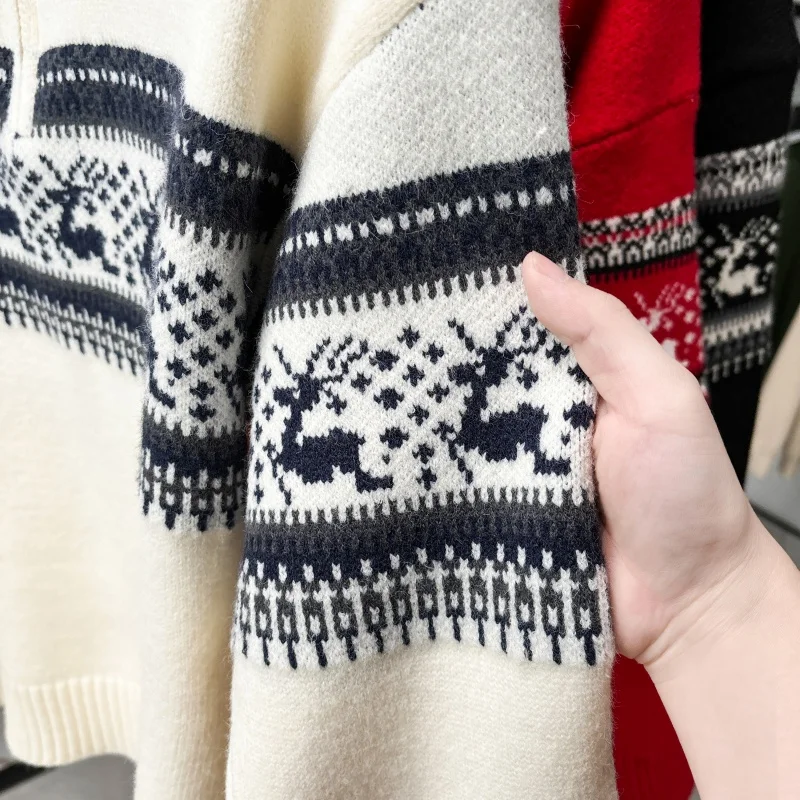 Luxury Brand Man Long-Sleeved Knitwear Thicken Mock Neck Zipper Cable Stitch Non-deforming Winter New Pullover Leisure Mens Wear